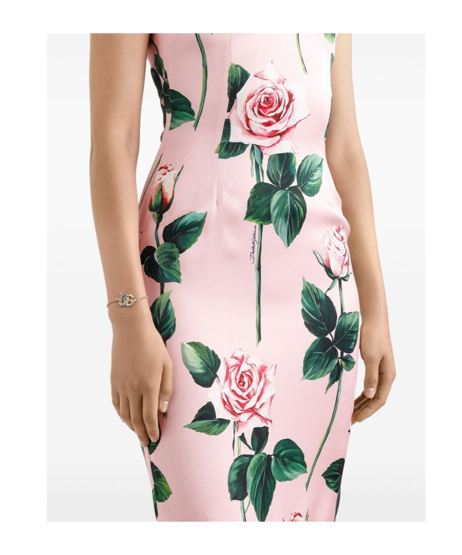 Shop Dolce & Gabbana Floral-print Midi Dress In Pink