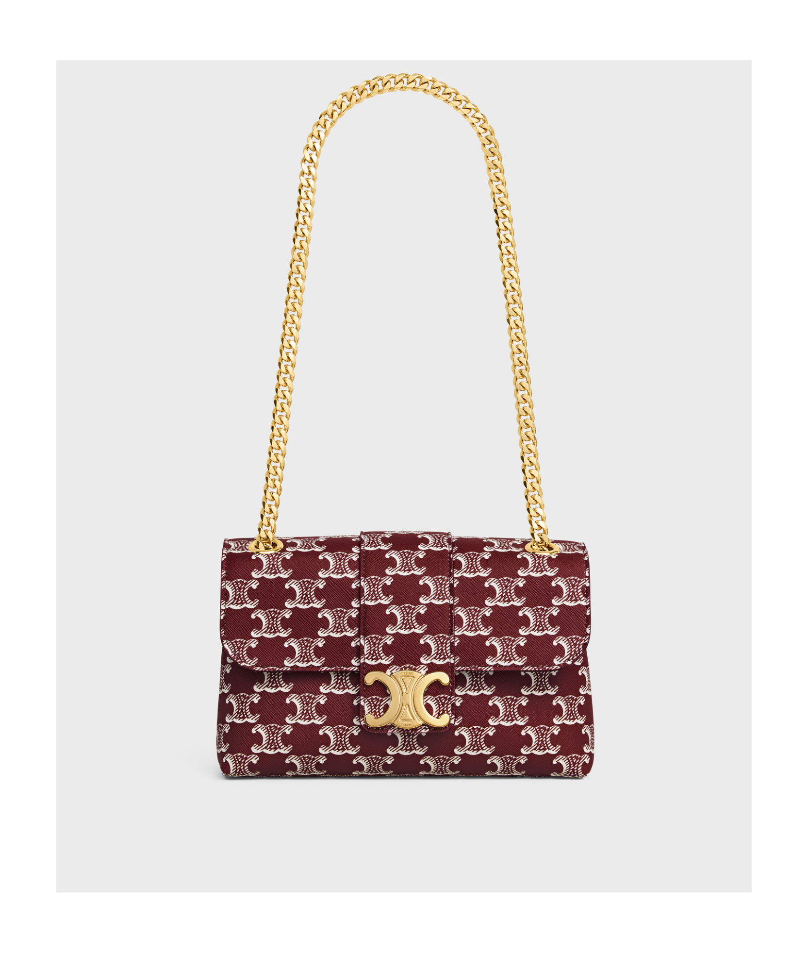 Celine Victoire Two-color Shoulder Bag In Light Wine Red