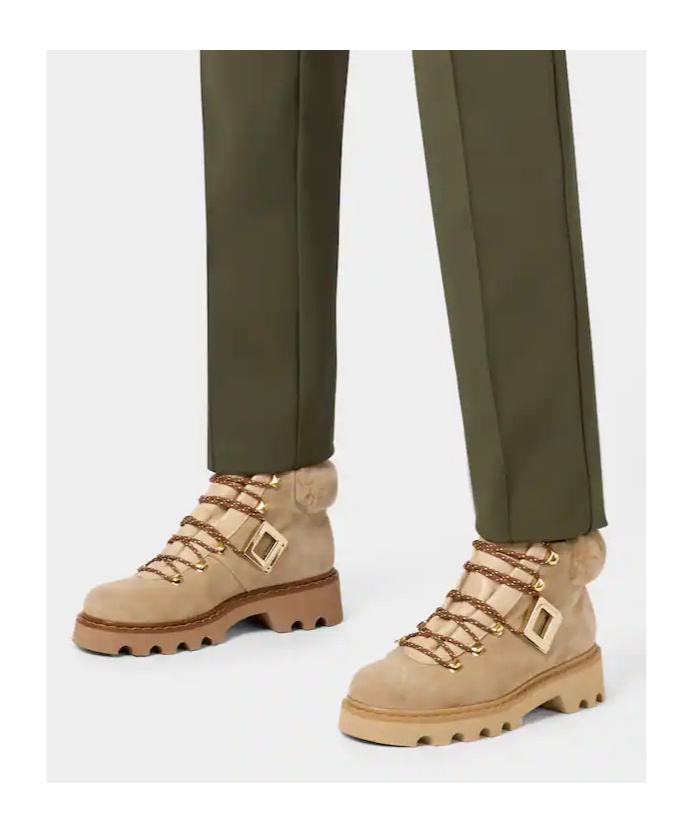 Roger Vivier Viv' Rangers Truck Booties In Suede In Brown