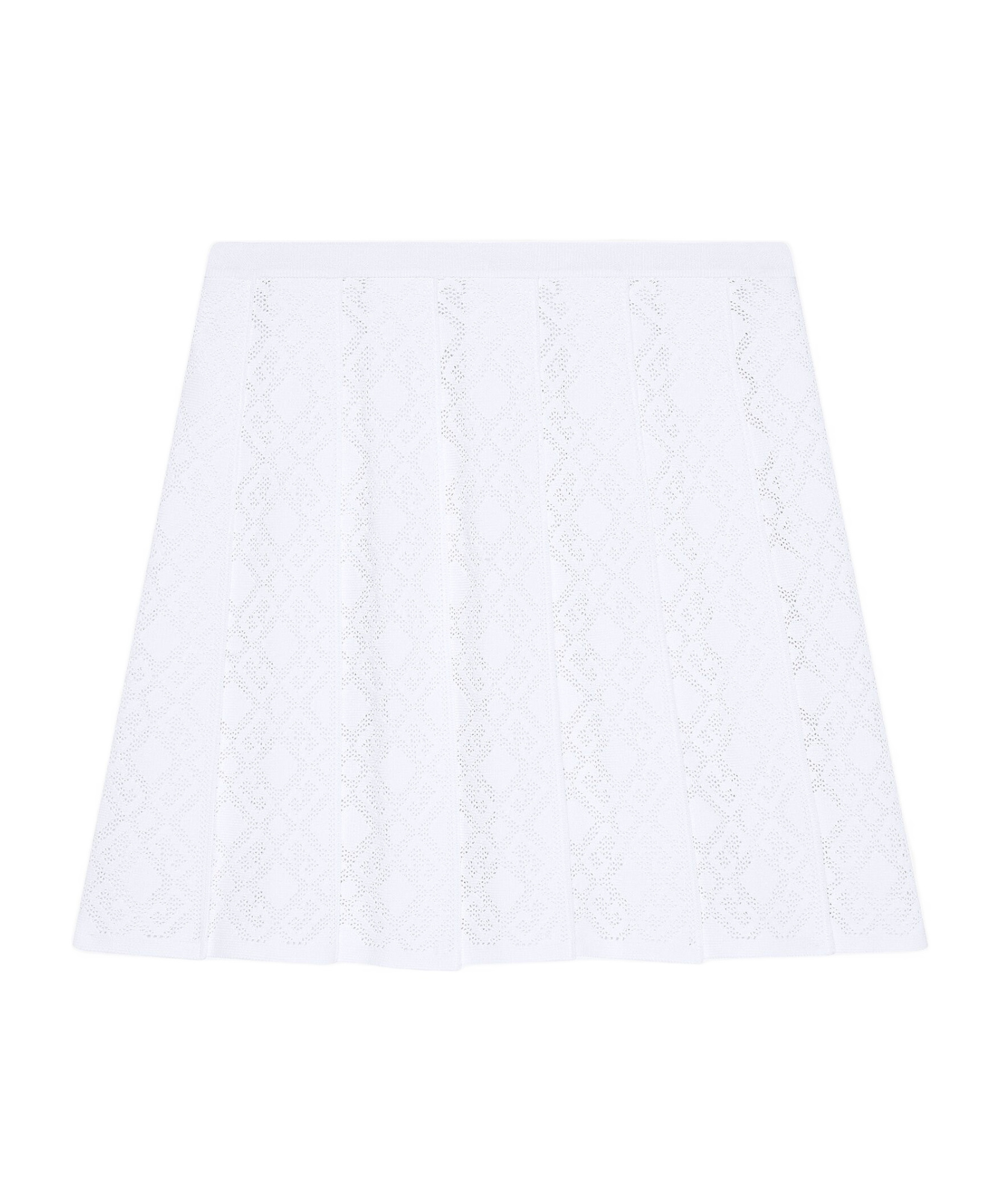 Givenchy Pleated Pointelle Knit Skirt With Ribbed Waistband In White