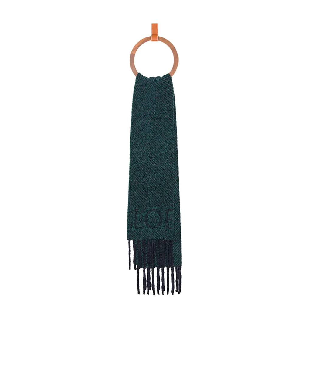 Loewe Alpaca-blend Logo Scarf In Green