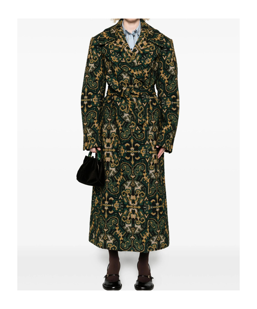 Dries Van Noten Belted Coat In Green