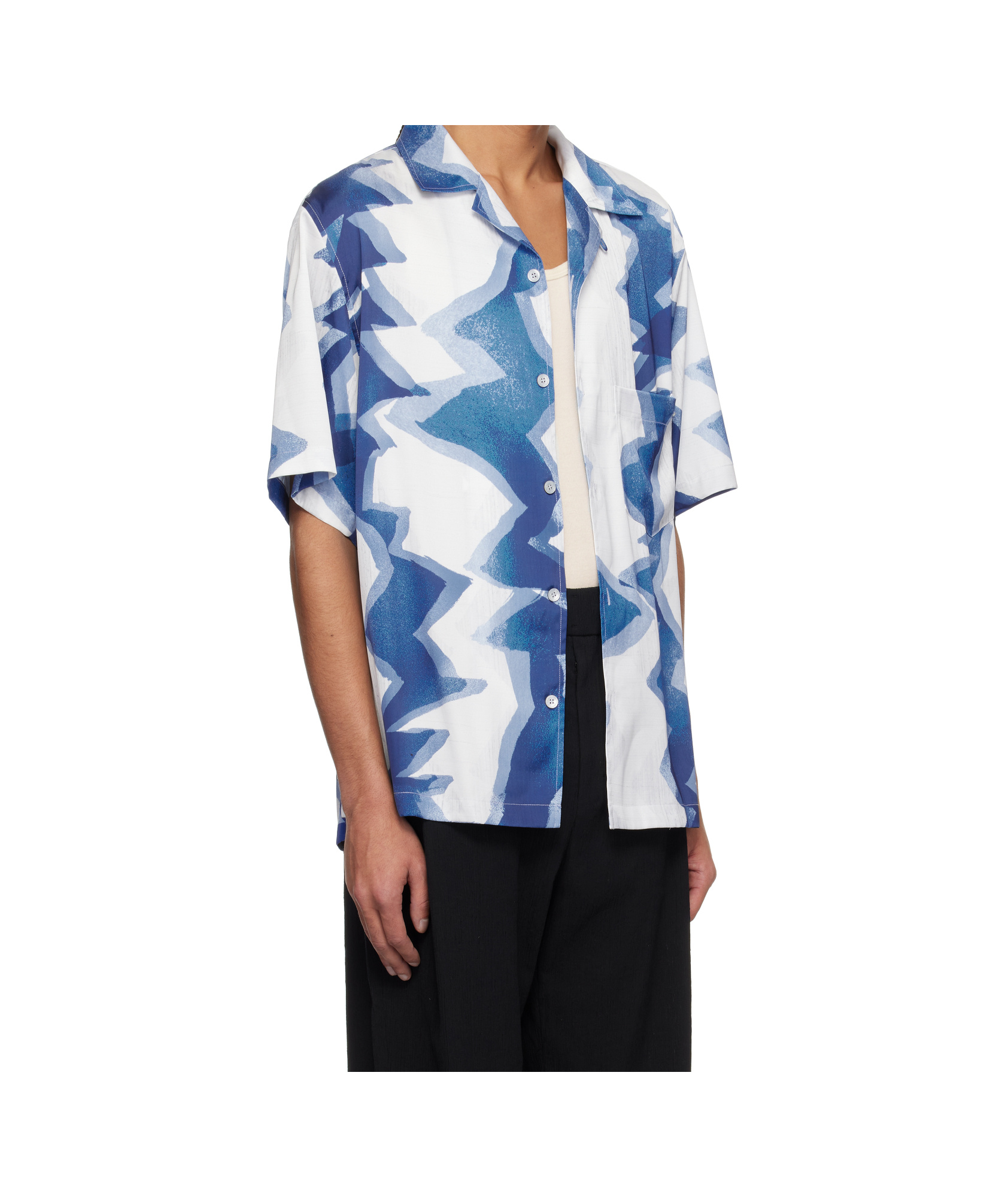 Wooyoungmi Blue Graphic Print Shirt In Blue