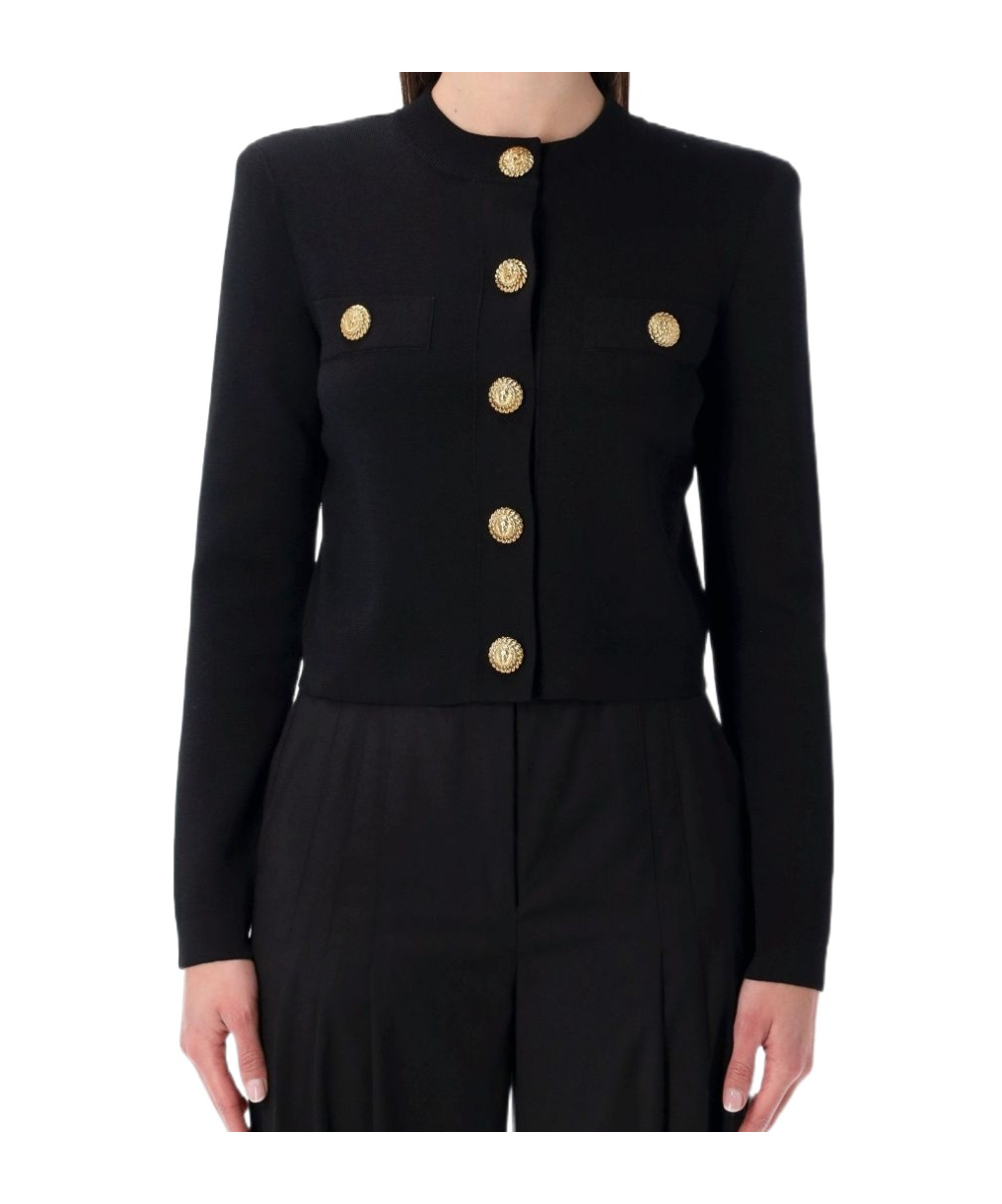 Balmain Button-embellished Cardigan In Black