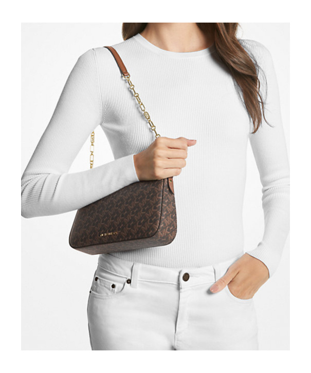 Michael Kors Empire Medium-sized Chain Link Shoulder Bag In Brown