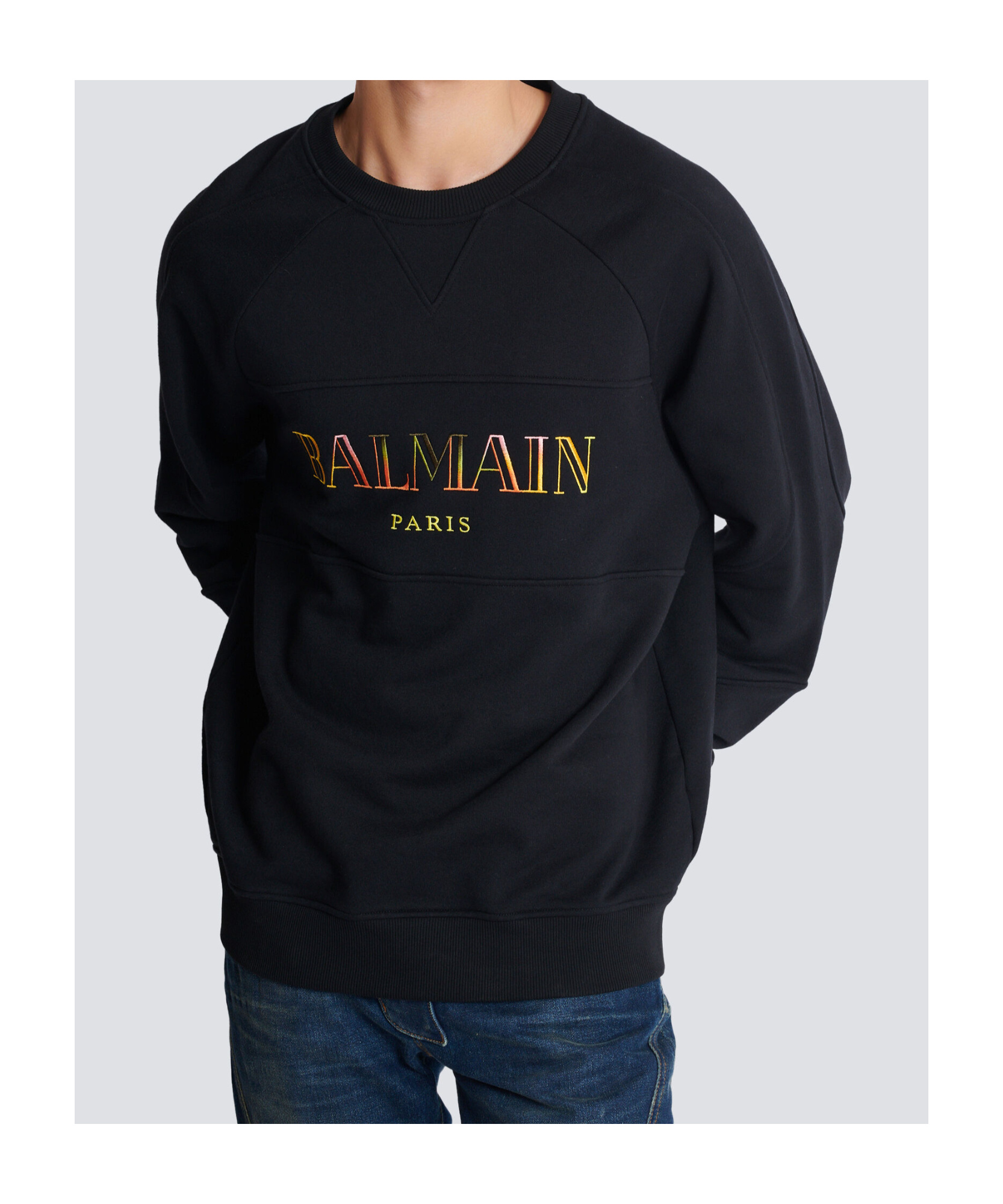 Balmain Logo Cotton Sweatshirt In Black