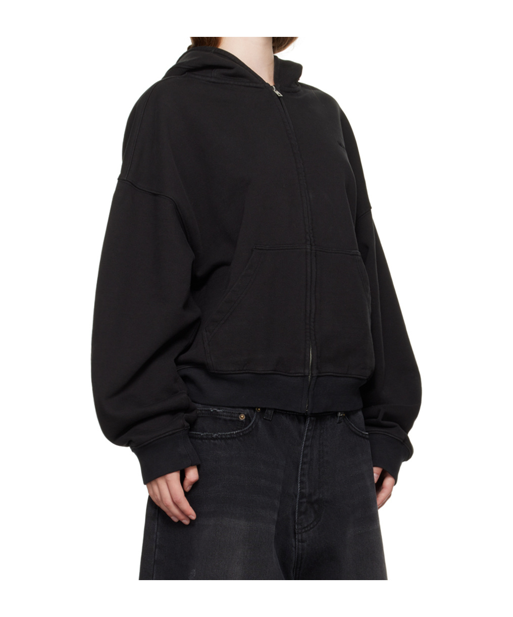 We11 Done Zippered Hooded Sweatshirt In Black