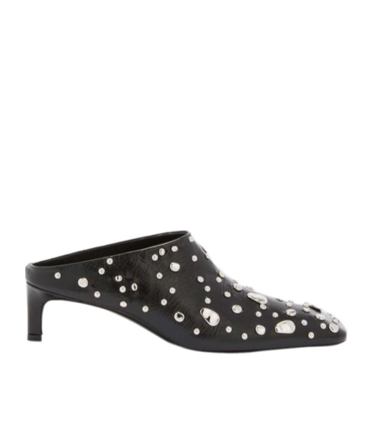 Jil Sander Leather Rivet-embellished Mules 45 In Black