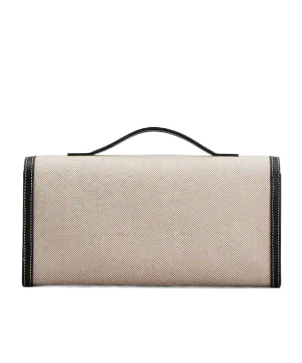 Roger Vivier Belle Vivier Clutch In Canvas In Brown