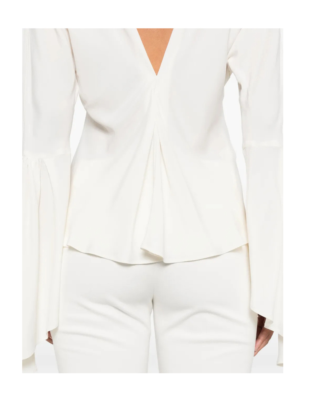 Pinko White High Neck Shirt With Flared Sleeves In White
