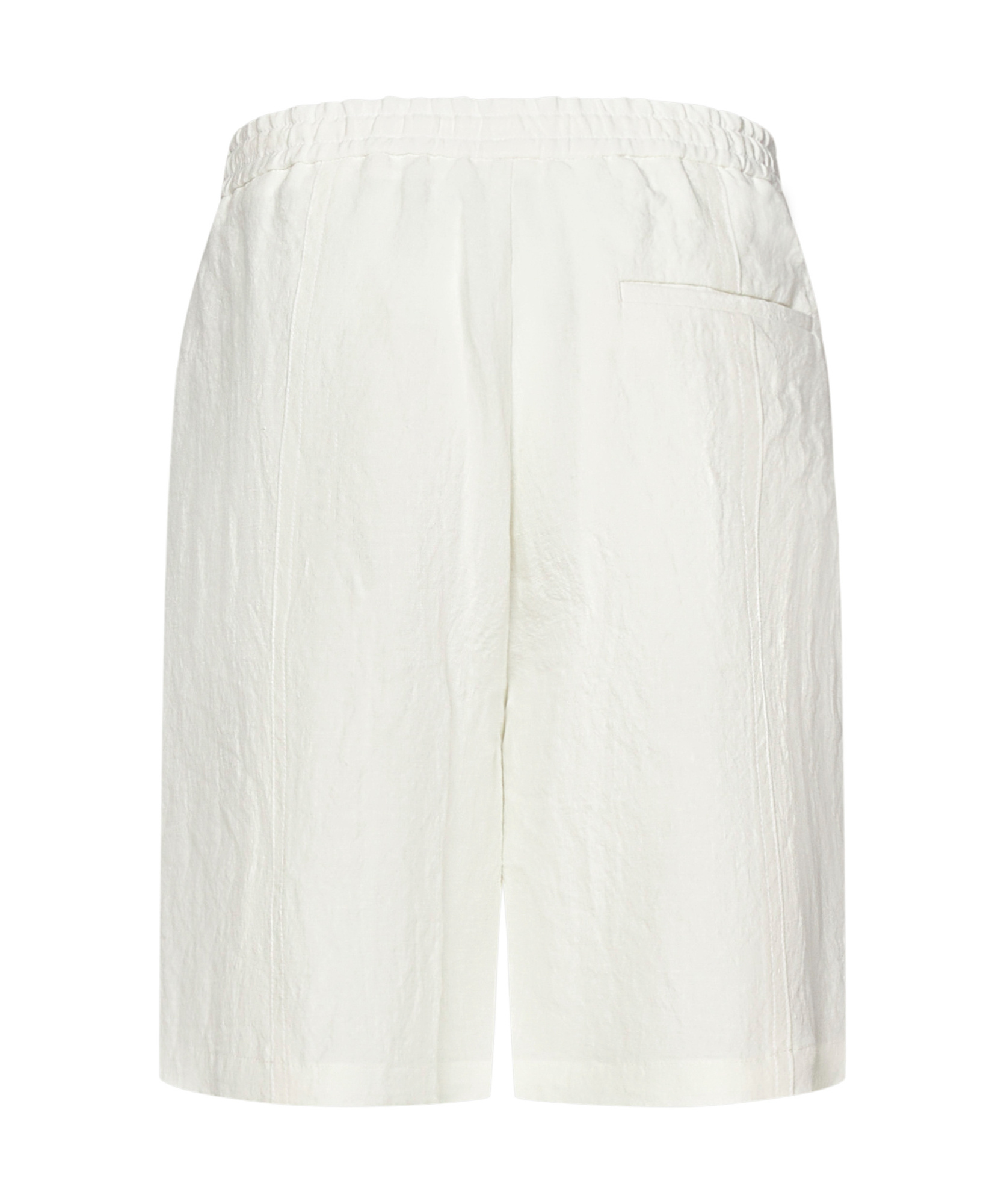 Emporio Armani White Linen Shorts With Drawstring Waist And Side Pockets In White