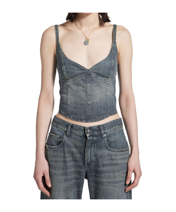 Balenciaga Cropped Sleeveless Top Scoop Neck In Blue