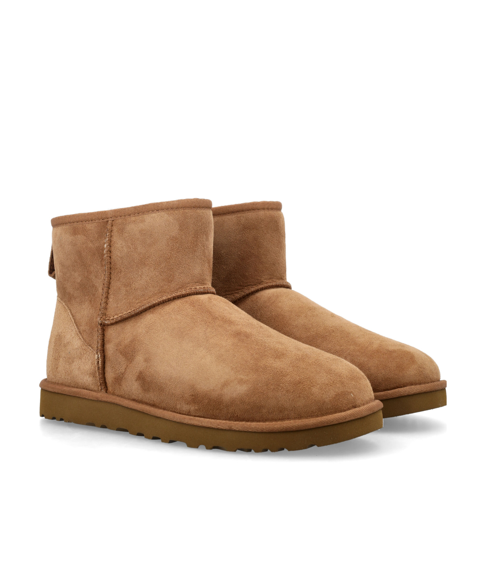 Ugg 'classic Mini' Brown Ankle Boots With Logo Patch On The Rear And Shearling Lining In Suede Man In Brown