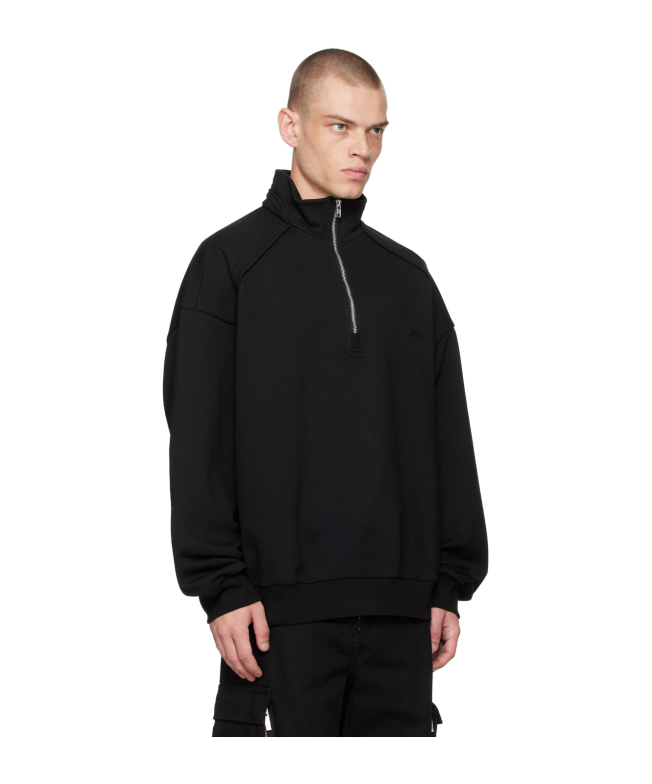 Juunj Half-zipper Stand-collar Sweatshirt In Black