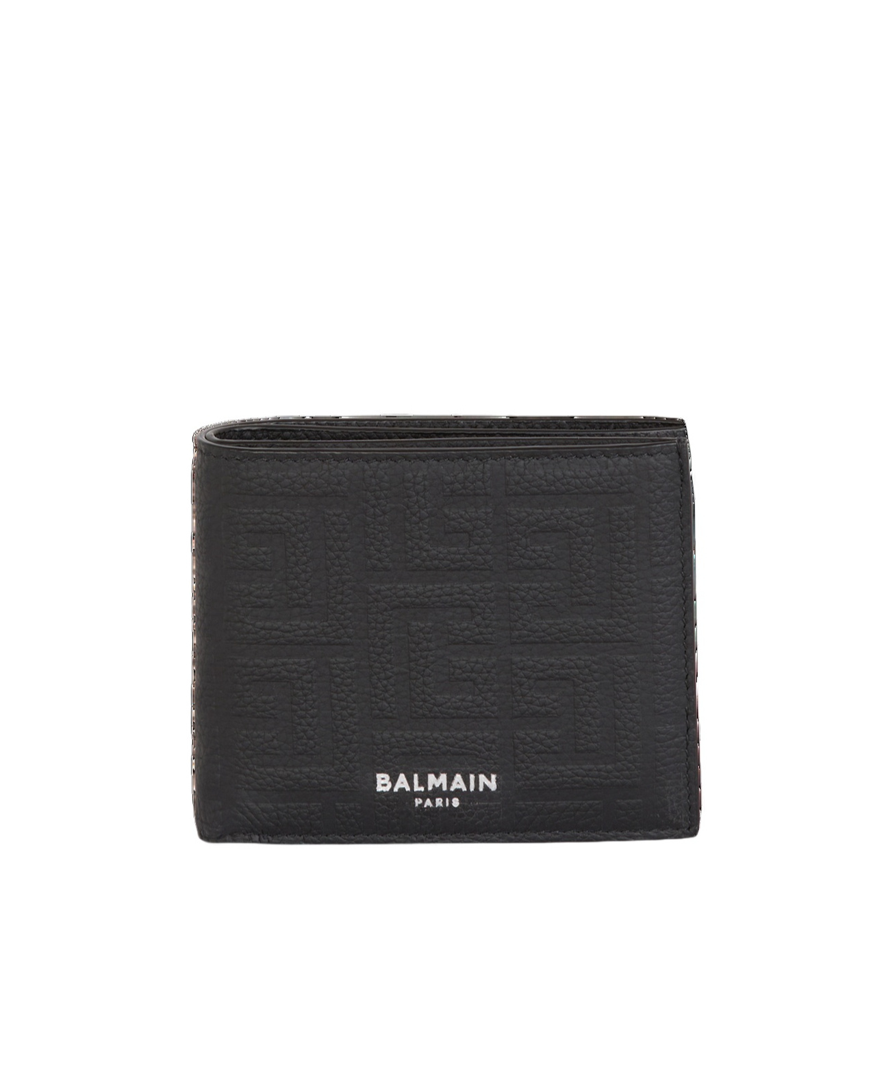 BALMAIN MONOGRAM-EMBOSSED BI-FOLD WALLET 