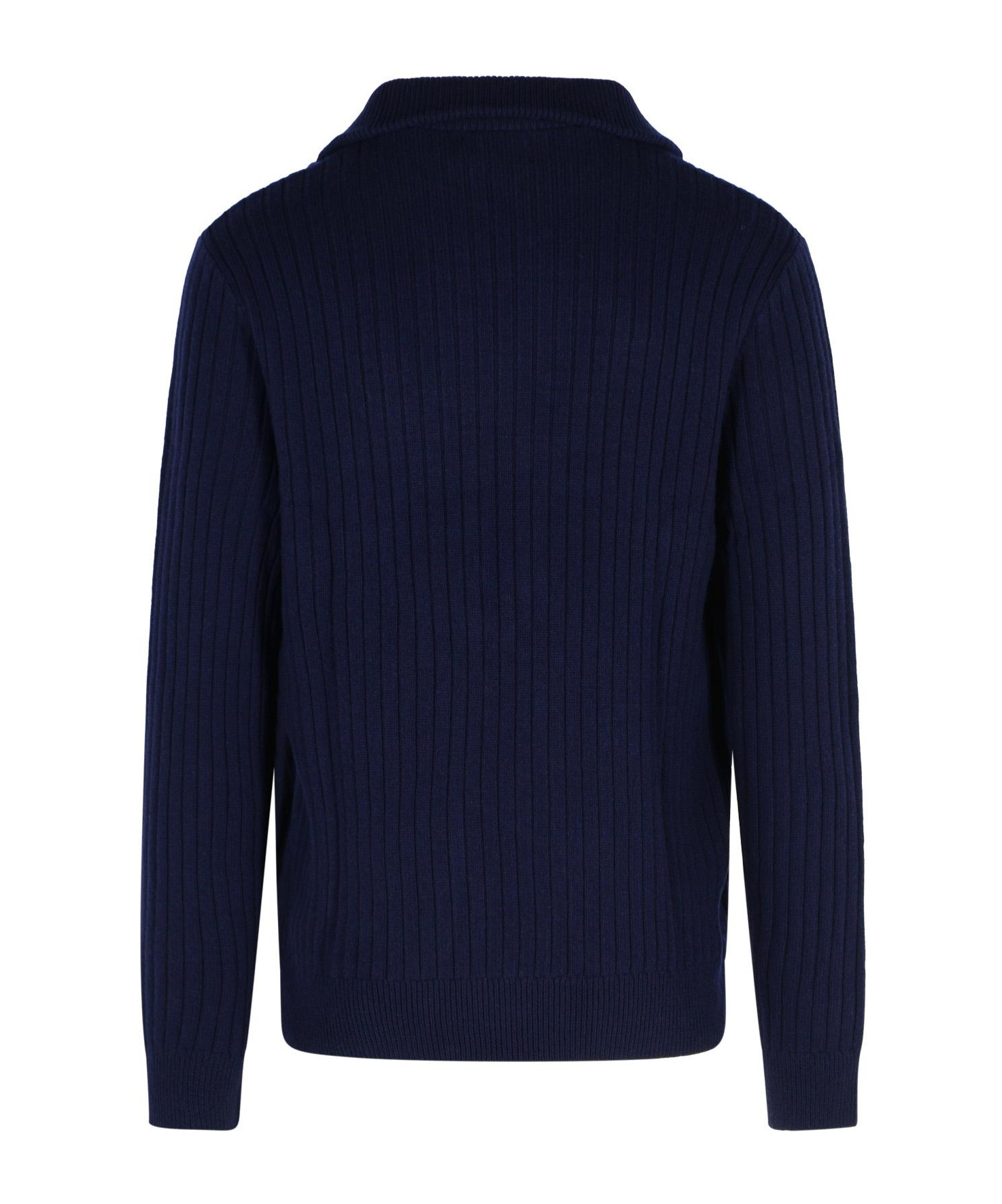 Polo Ralph Lauren Wool Cotton Sweater Ribbed Texture Long Sleeves In Blue
