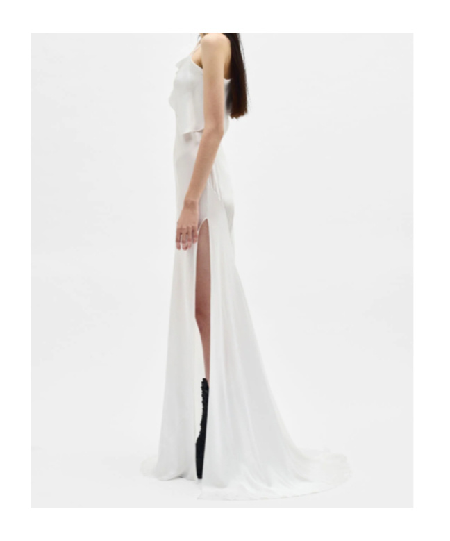 Ann Demeulemeester Aaricia Long Bias Slip Dress In White