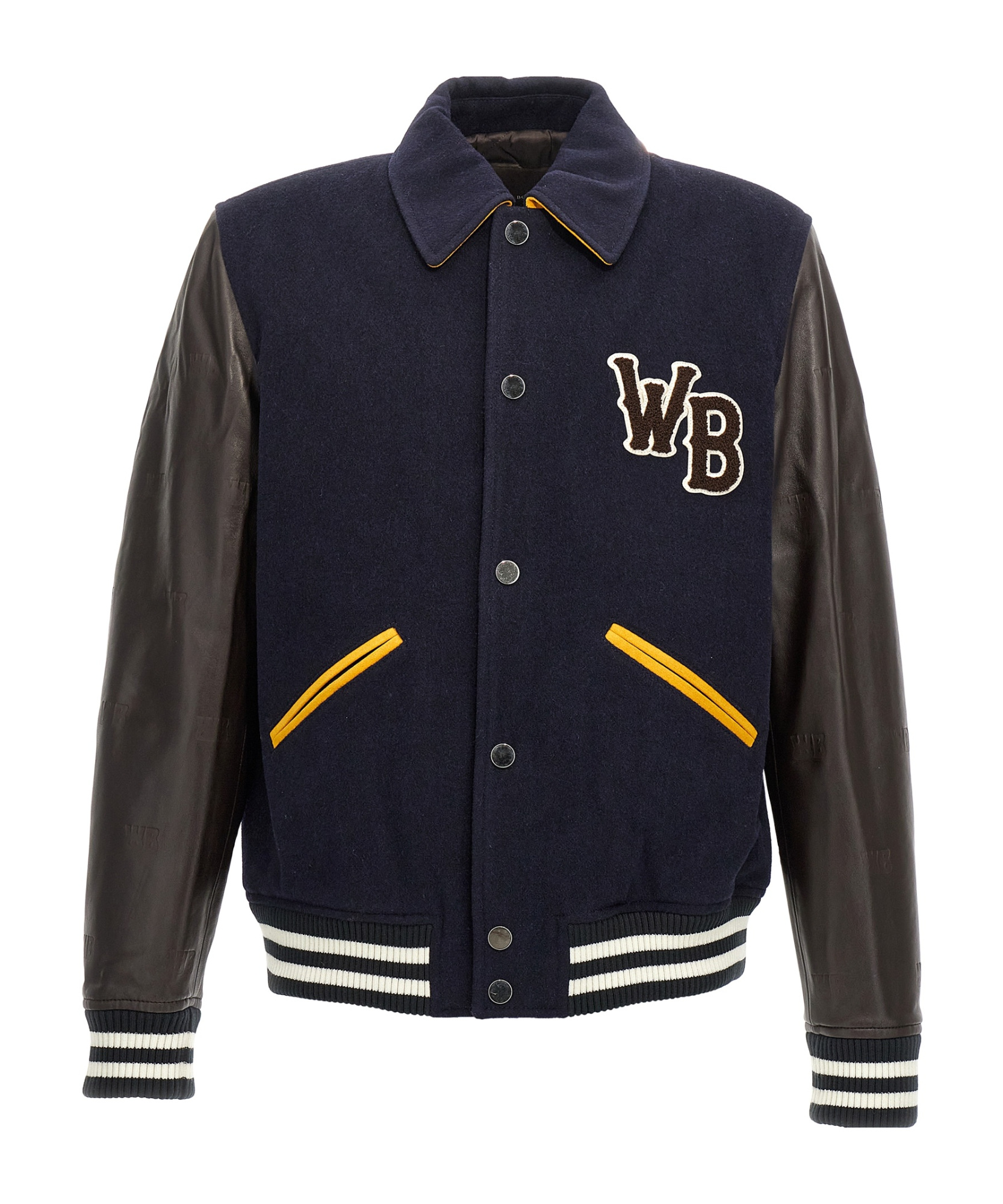 Wales Bonner Prince Varsity Jacket In Blue/brown In Black