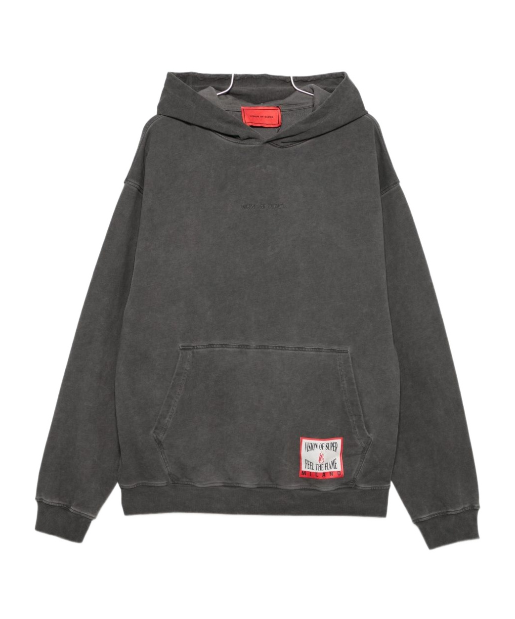 Vision Of Super Washed Gray Hoodie With Front Kangaroo Pocket In Gray