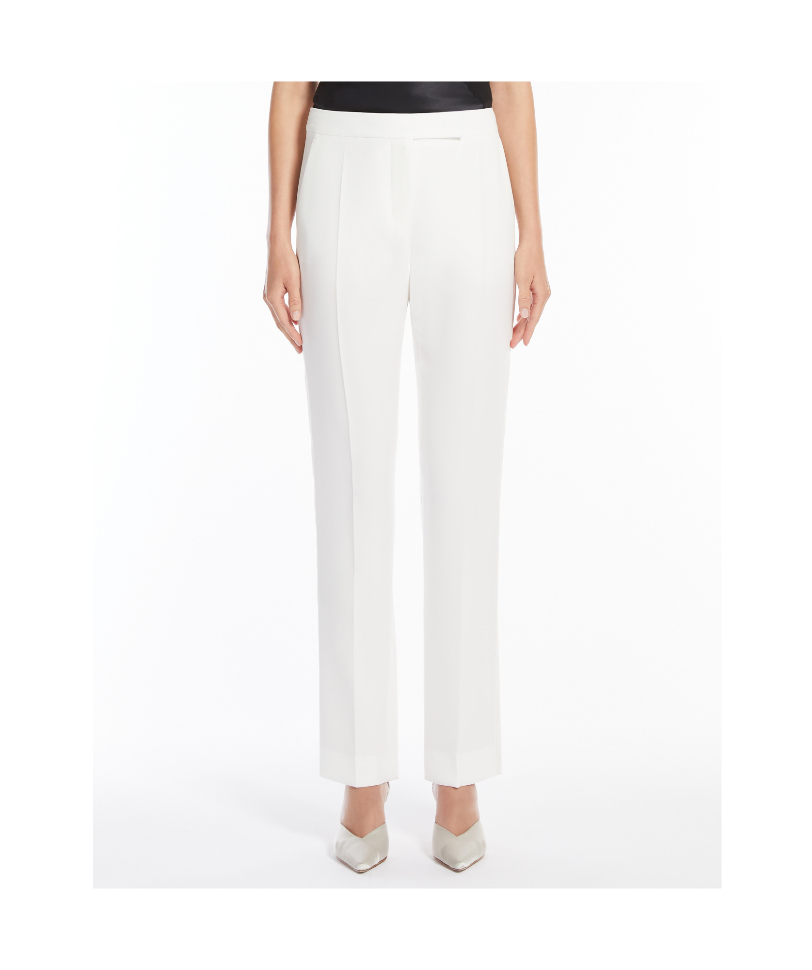 Max Mara Cropped White Pants With Tailored Silhouette In White