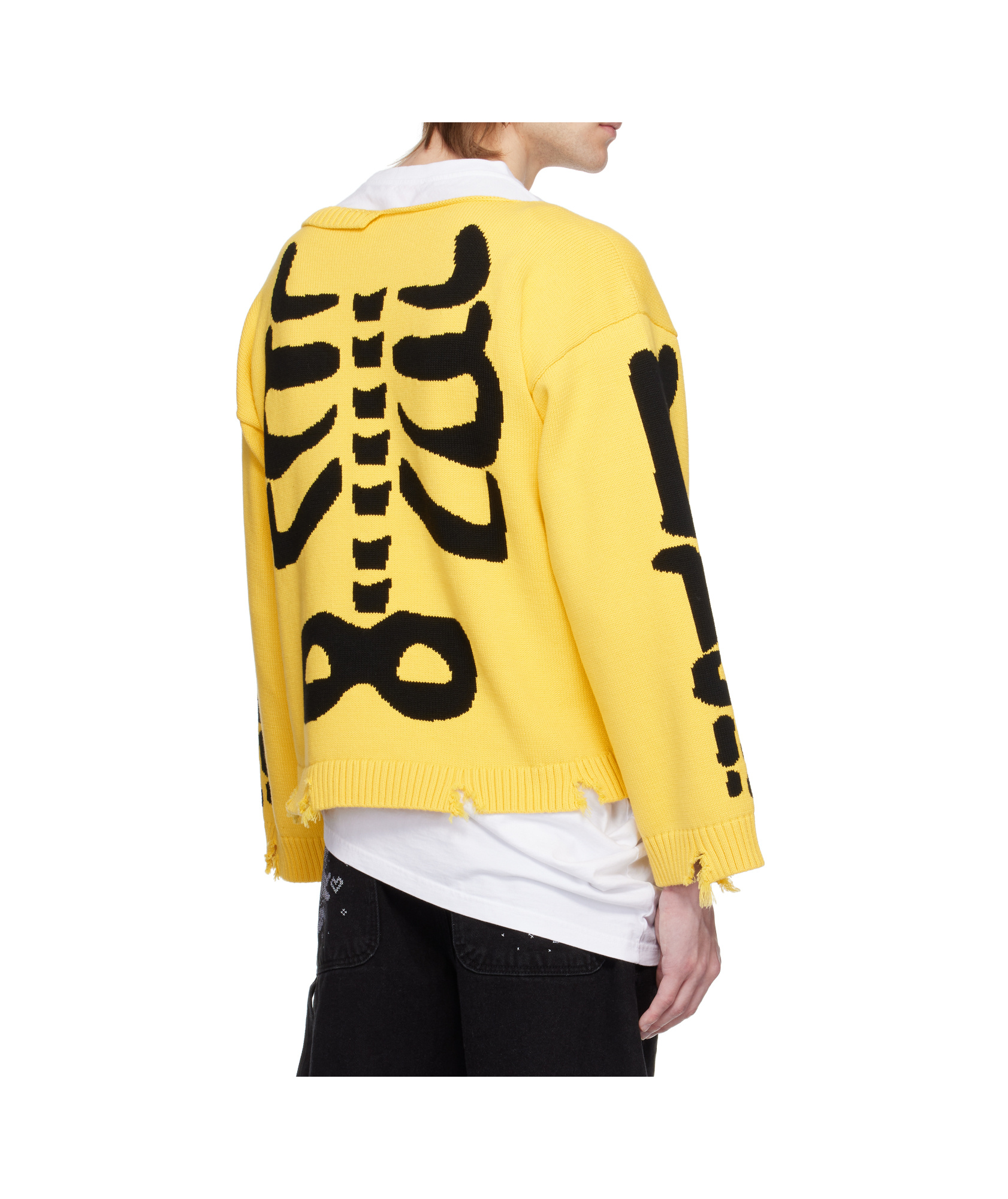 Charles Jeffrrey Loverboy Graphic Slash Sweater In Yellow Skeleton