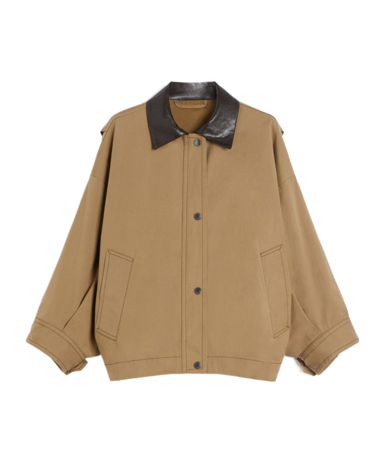 Weekend Max Mara Omens Desert Dorema Contrast-collar Cotton Blend Jacket In Brown