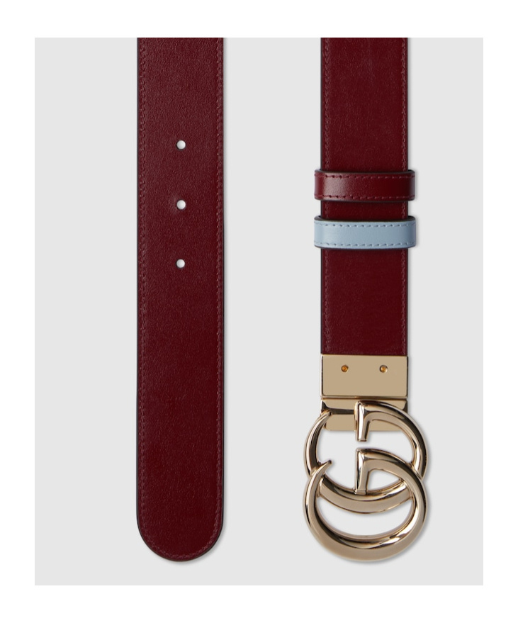 Gucci Gg Marmont Double-sided Belt In Light Blue