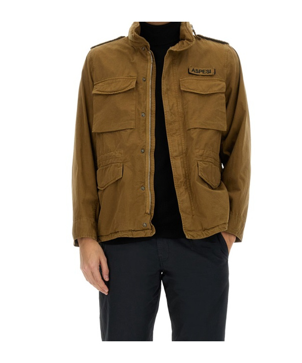 Aspesi Men's Jacket With Logo In Brown