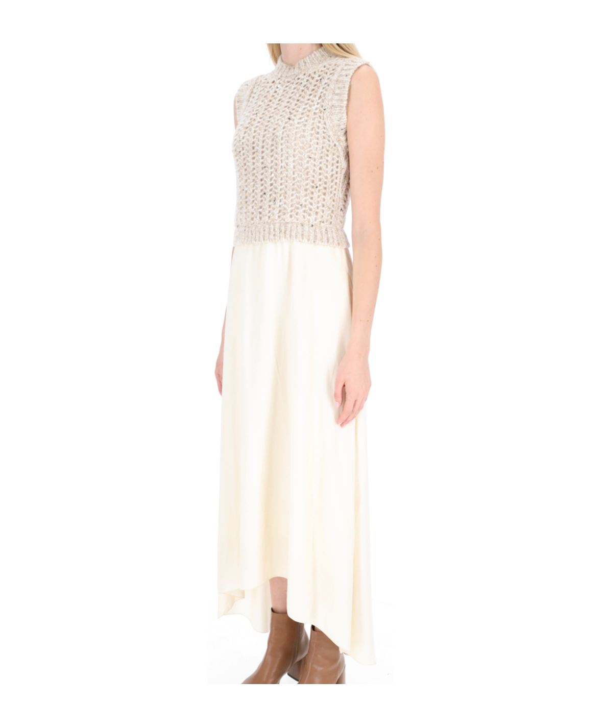Peserico Open-knit Layered Long Dress In Multi