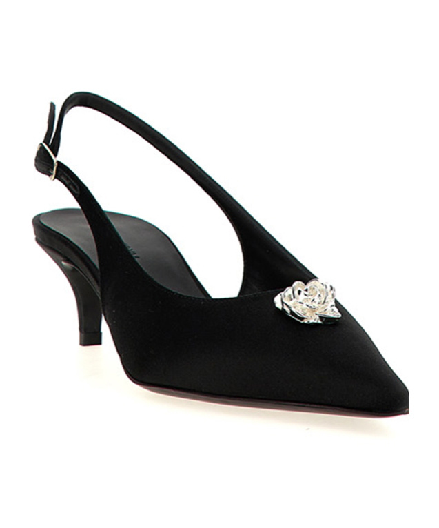 Magda Butrym Rosetta Slingback Pumps With Embellished Kitten Heel In Black