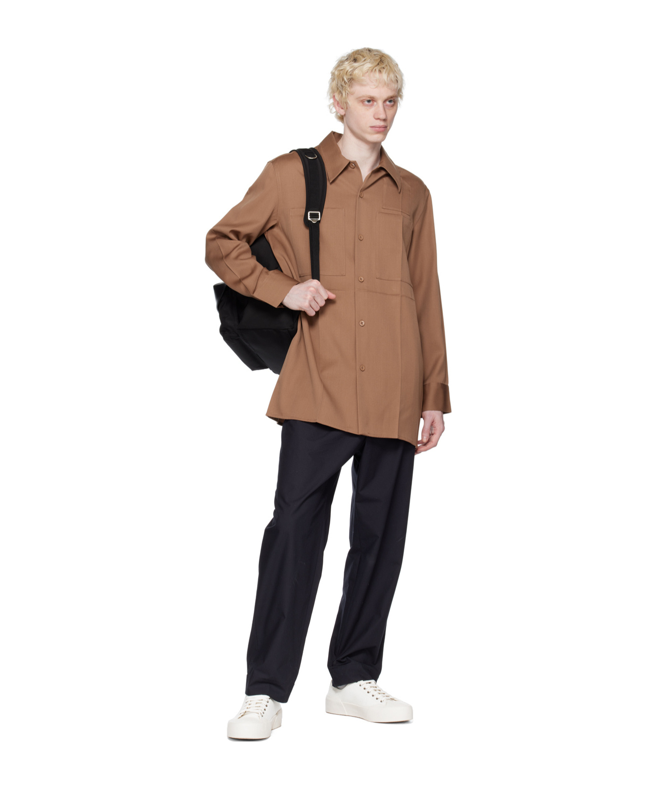 Jil Sander Button Long-sleeved Shirt In Brown