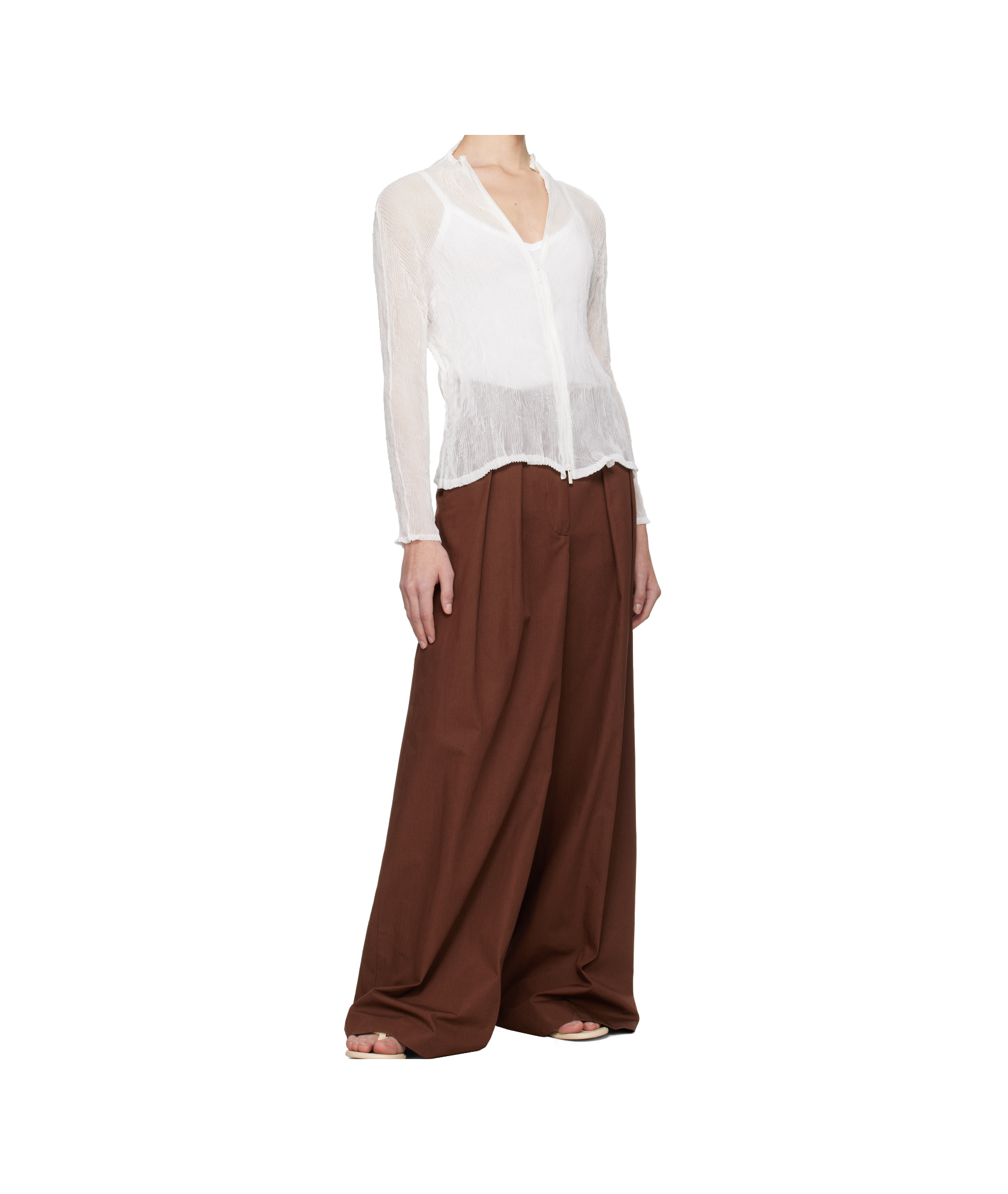 Issey Miyake Chiffon Twist Bk/wt-56 Shirt In White