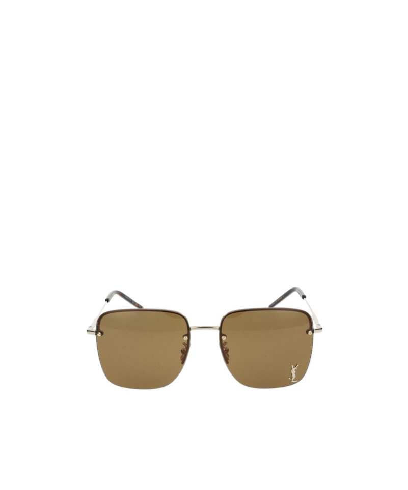 Saint Laurent Womens Ys000297 Sl 312 M Rectangular-frame Metal Sunglasses Gold In Brown