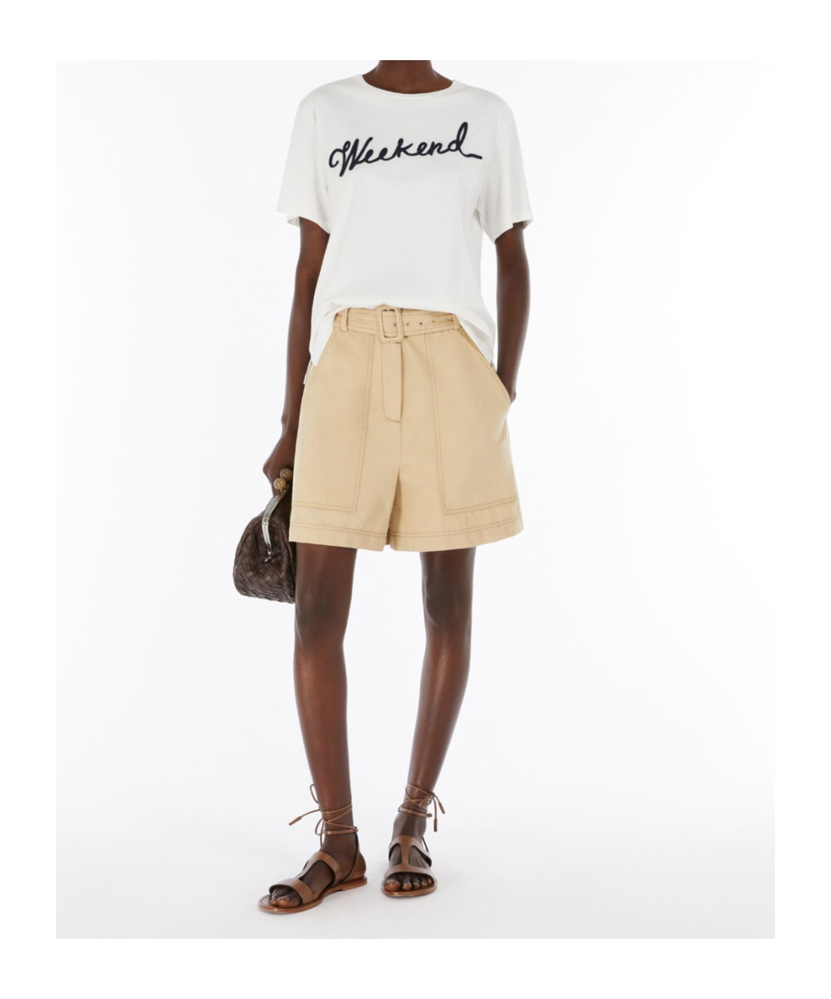 Weekend Max Mara Cotton And Linen Bermuda Shorts In Nude