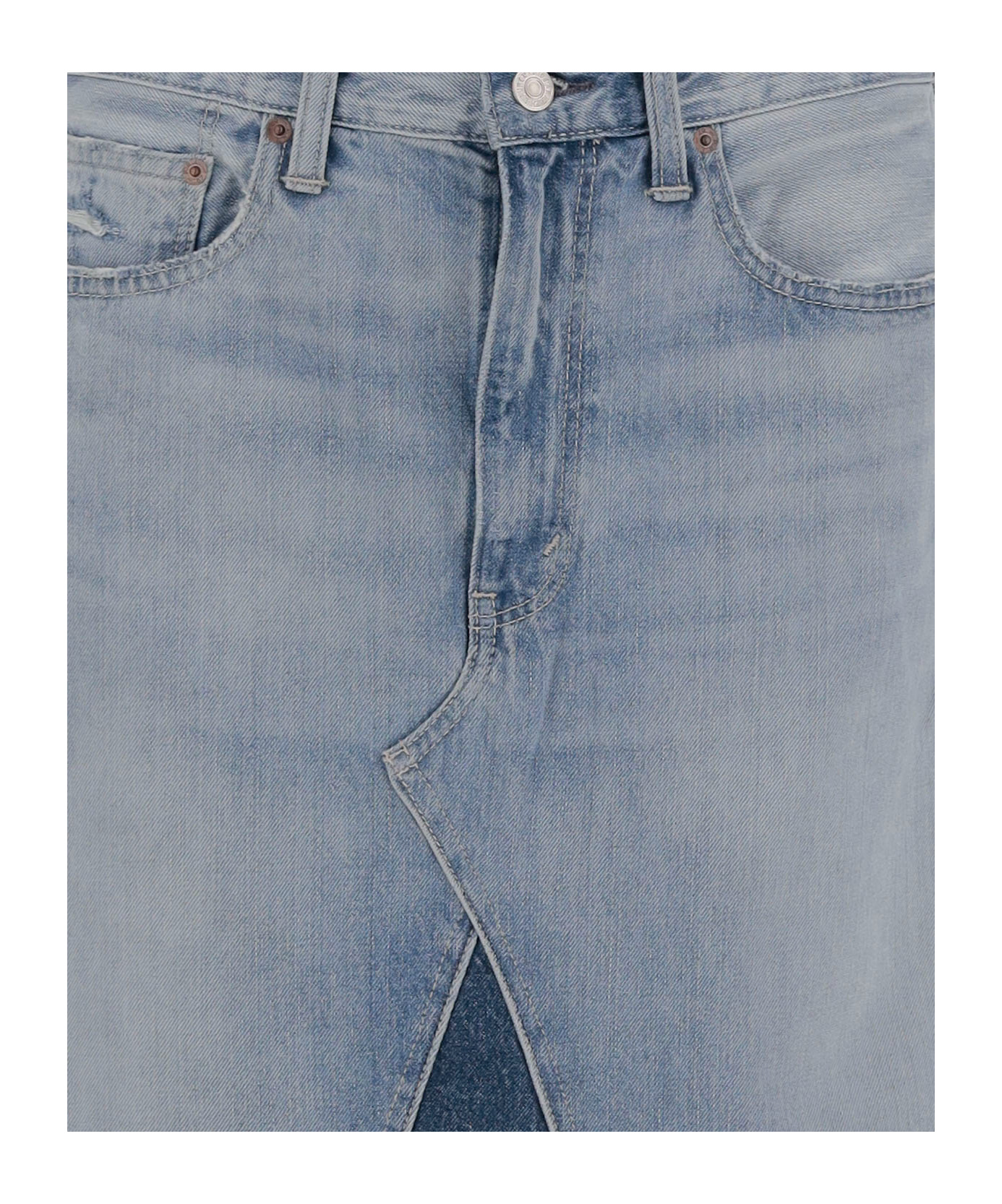 Polo Ralph Lauren Patchwork Denim Midi Skirt In Blue