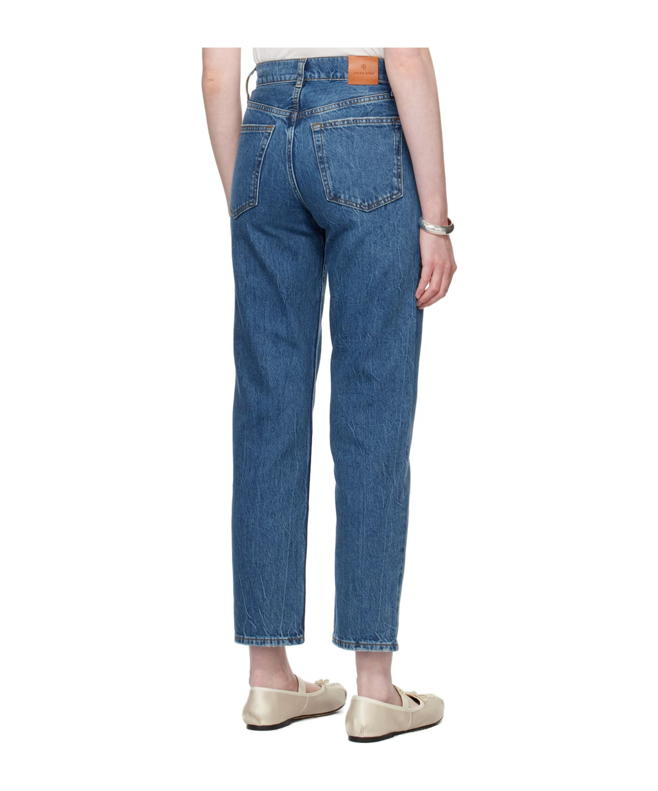 Shop Anine Bing Benson Pouched Jeans In Blue