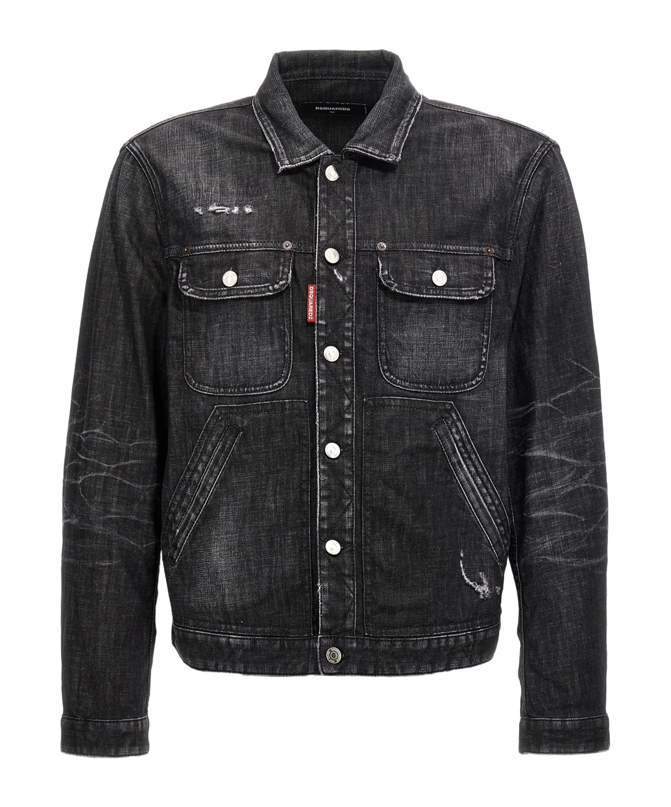 Dsquared2 Distressed Denim Jacket In Black