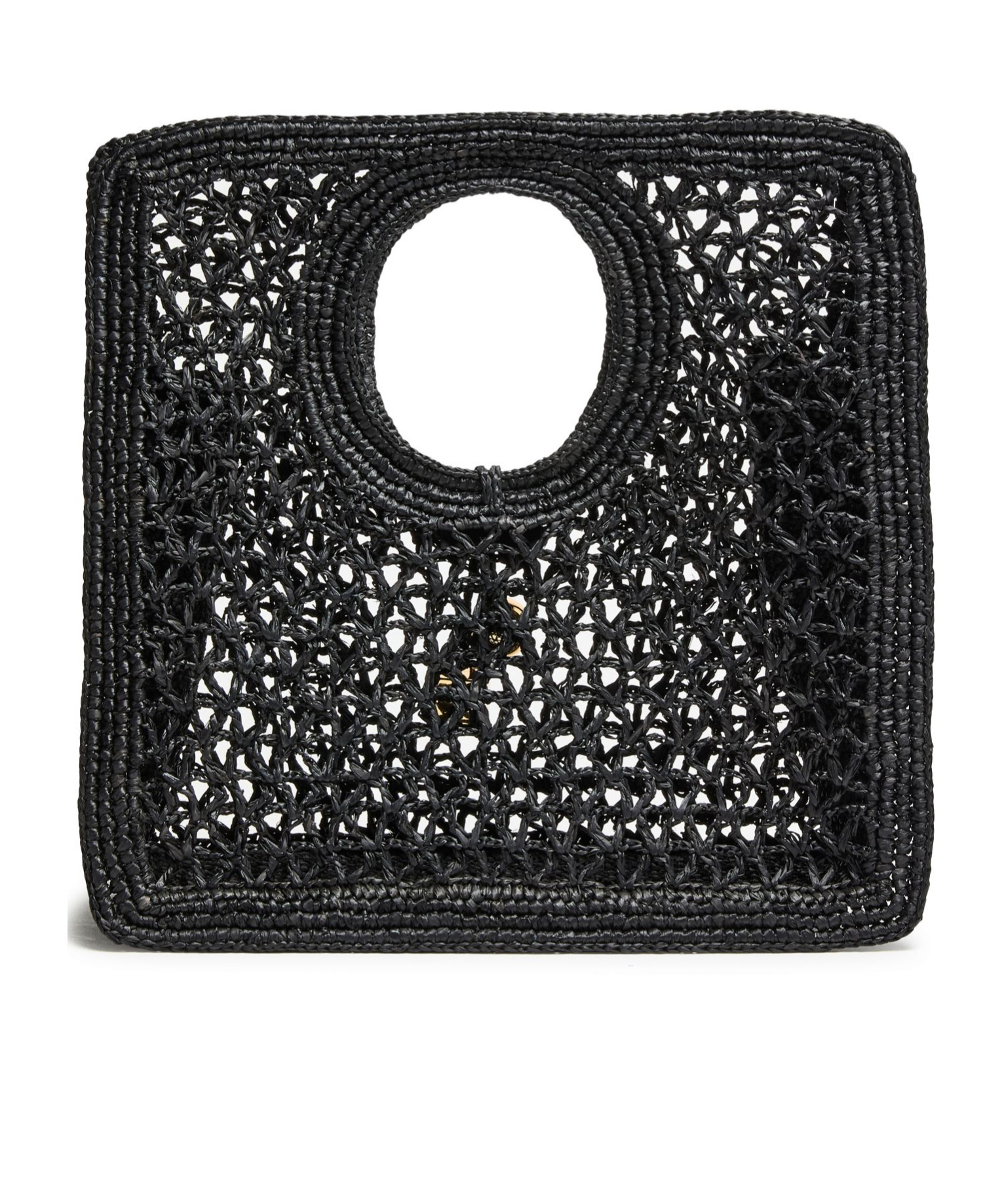 Jacquemus Carre Spiaggia Embellished Braided Raffia Tote In Black
