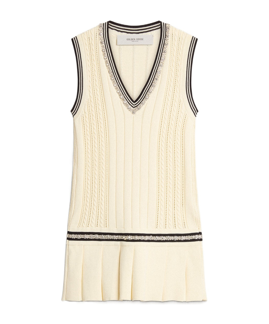 Golden Goose Organic Cotton Dress With Crystals Embellishment In White