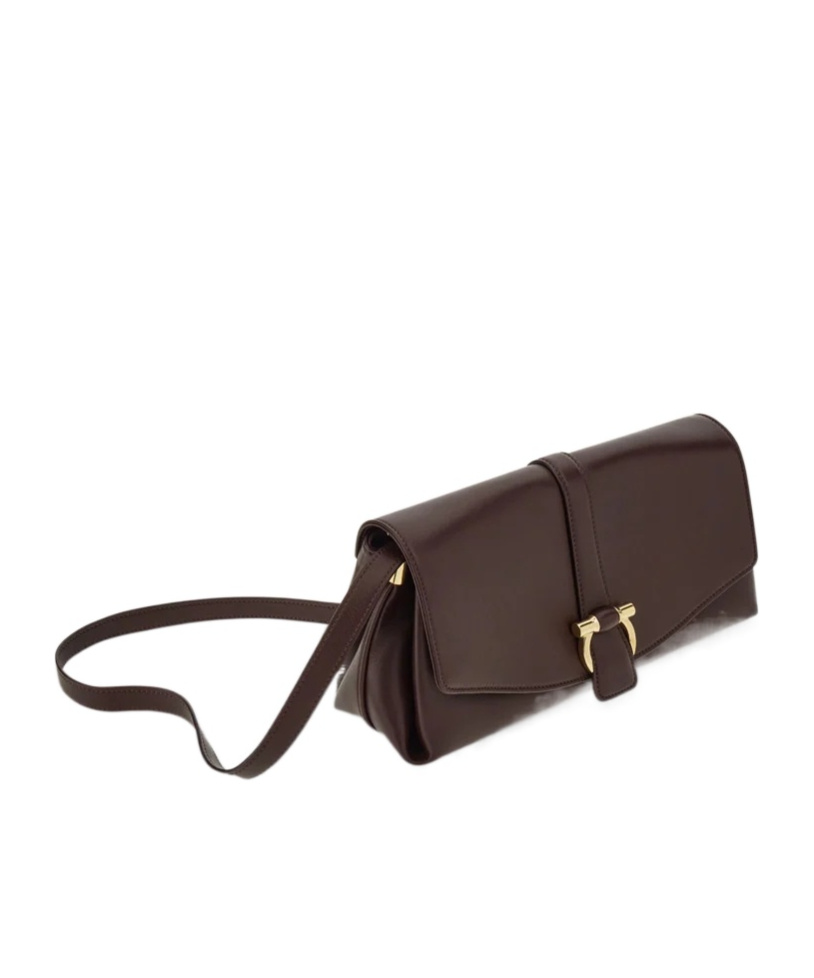 Shop Ferragamo Salvatore Foldover Top Medium Shoulder Bag In Black