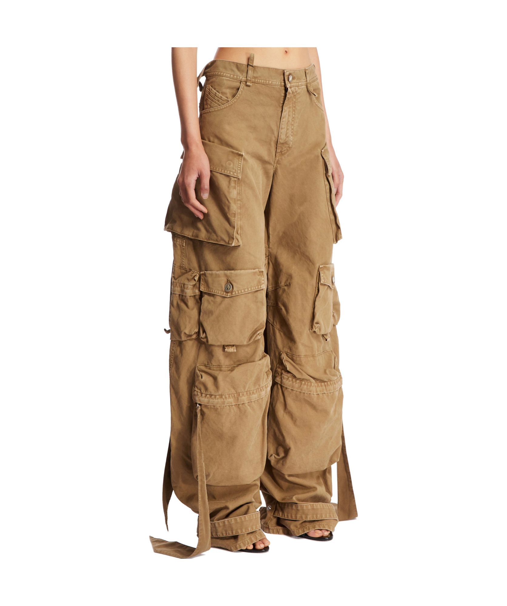 Shop Attico The Cut Out Detailed Long Pants In Brown