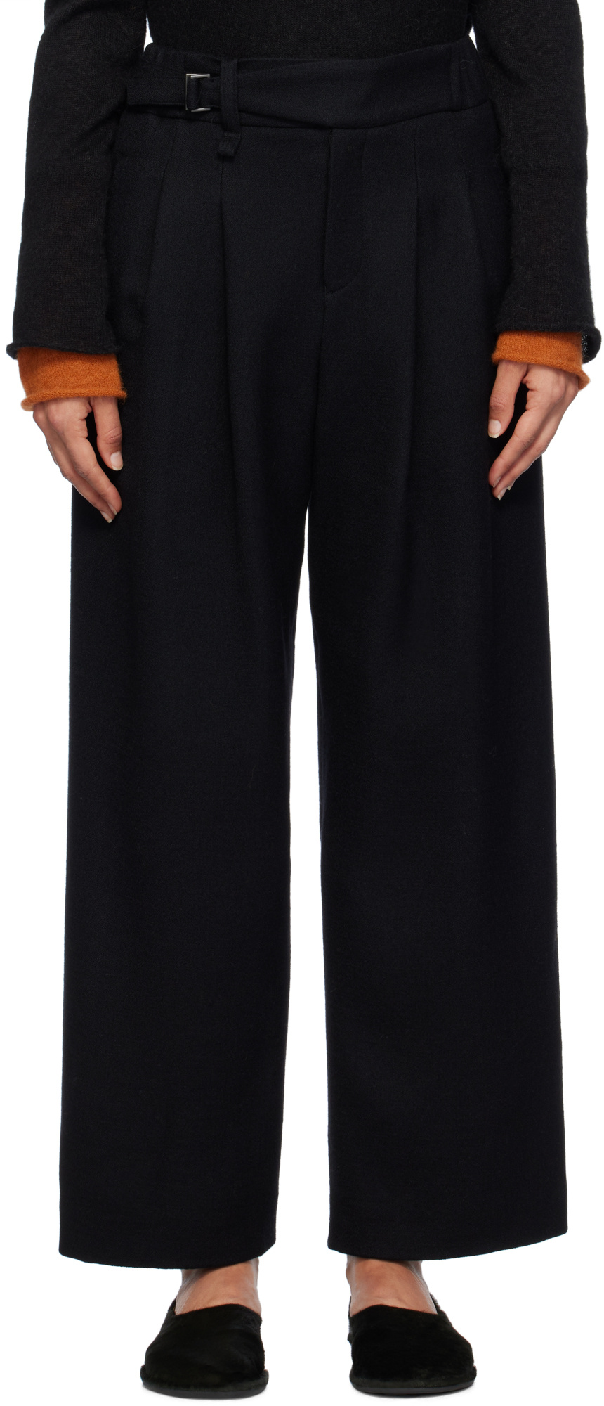 Shop Issey Miyake Belt Loop Track Pants In Black