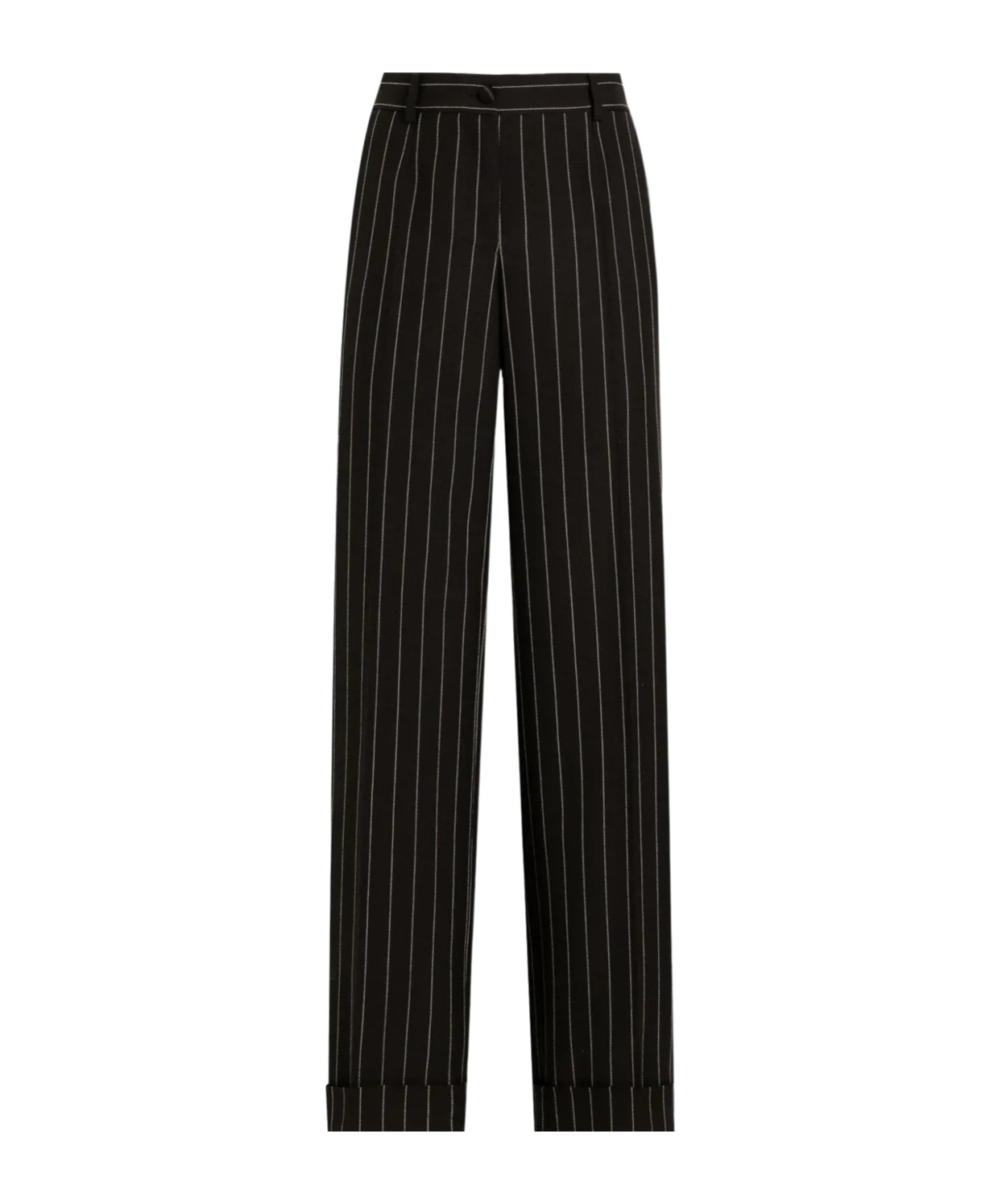 Dolce & Gabbana Pinstripe Virgin Wool Straight Pants In Black