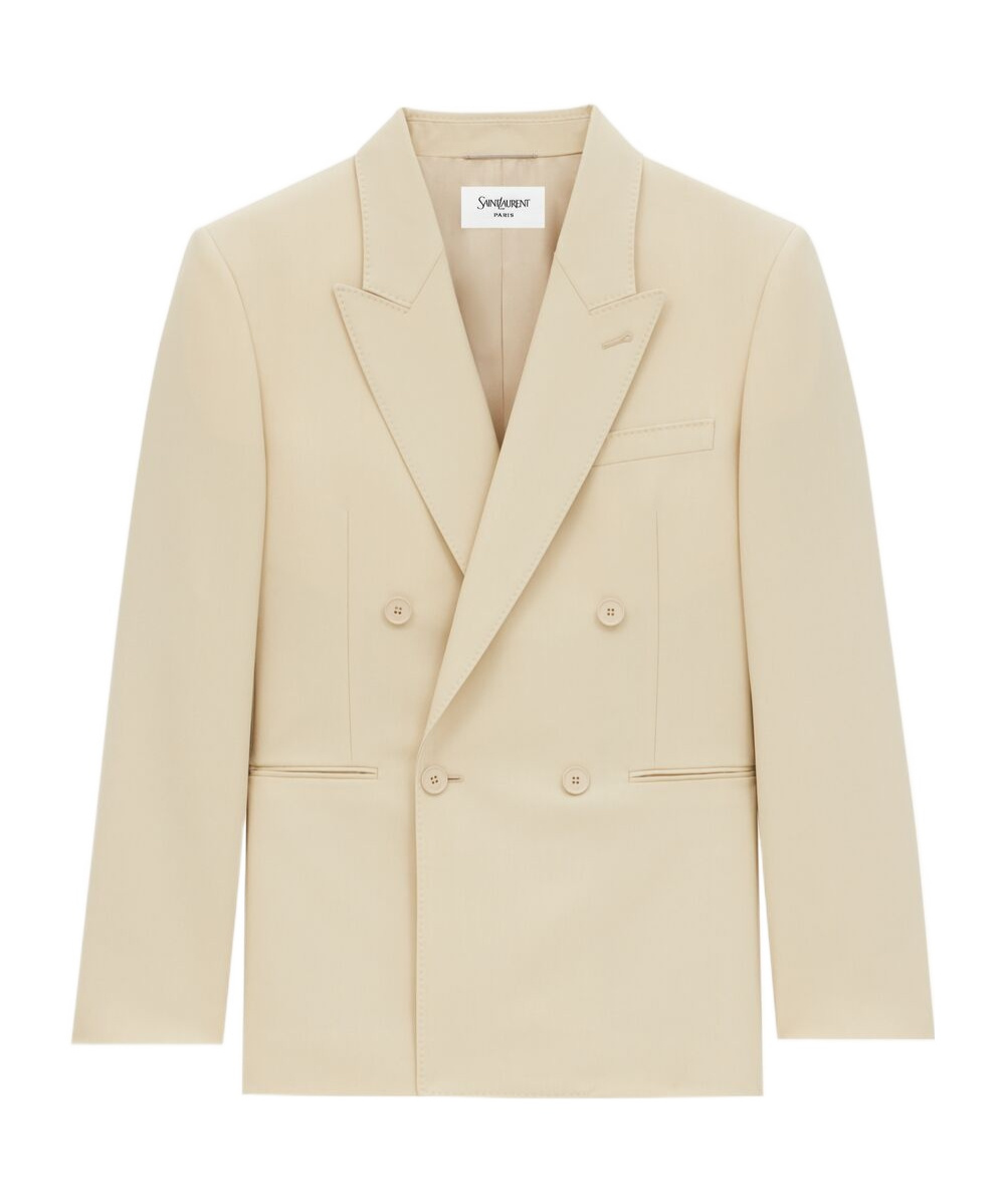 Saint Laurent Lapel Long-sleeved Suit Coat In Nude