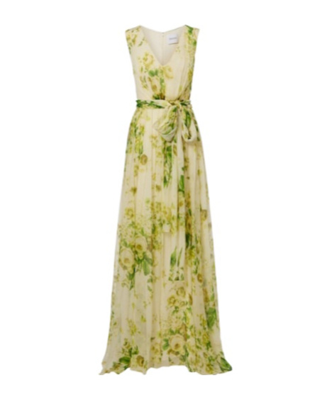 Erdem Floral Silk Creponne Gown In Brown