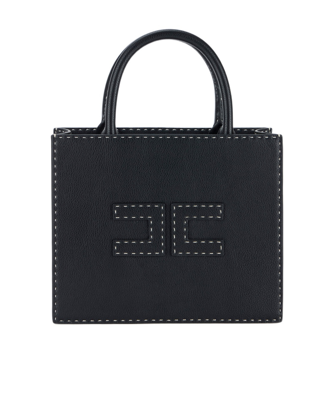 ELISABETTA FRANCHI SMALL CONTRASTING-TOPSTITCHING TOTE BAG