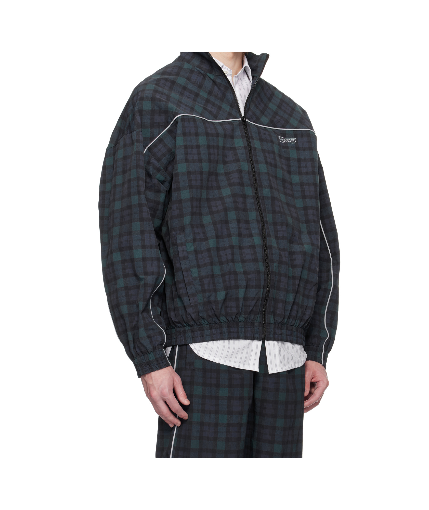 Martine Rose Lightweight Polyamide Jacket With Modern Plaid Pattern In Black