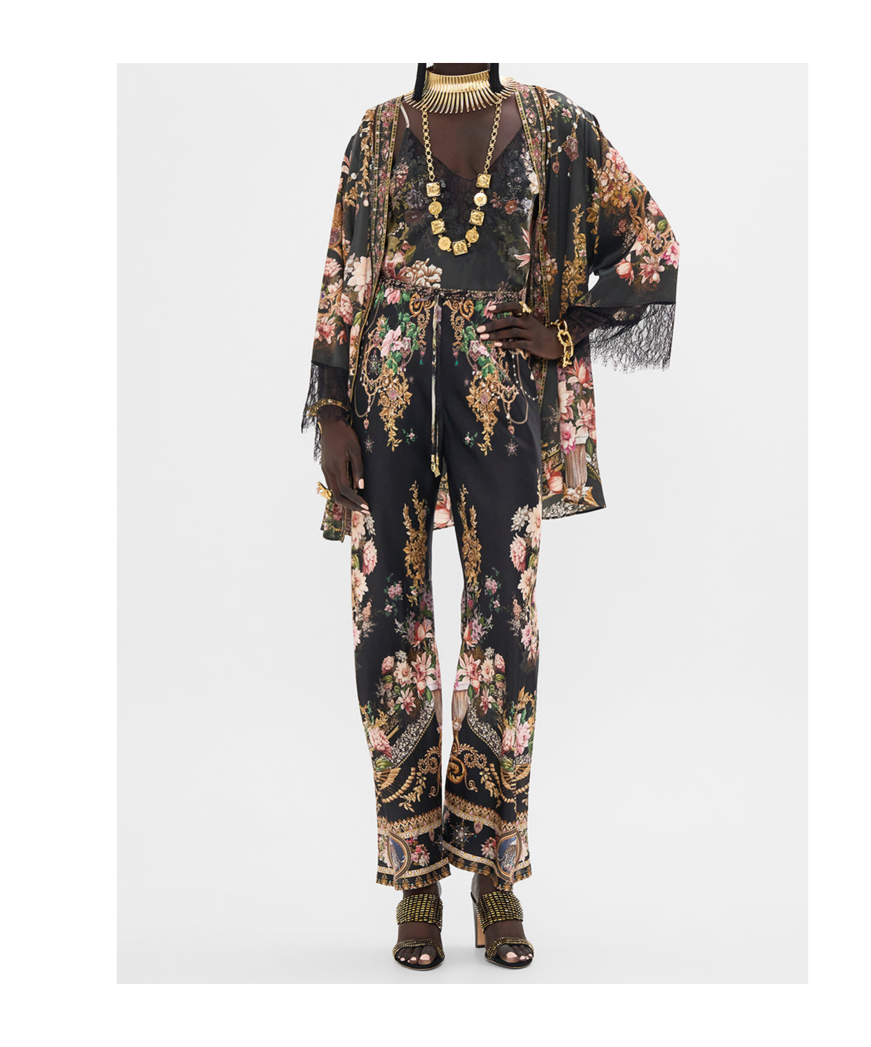 Camilla Bias-cut Silk Wide-leg Drawstring Pants In Black