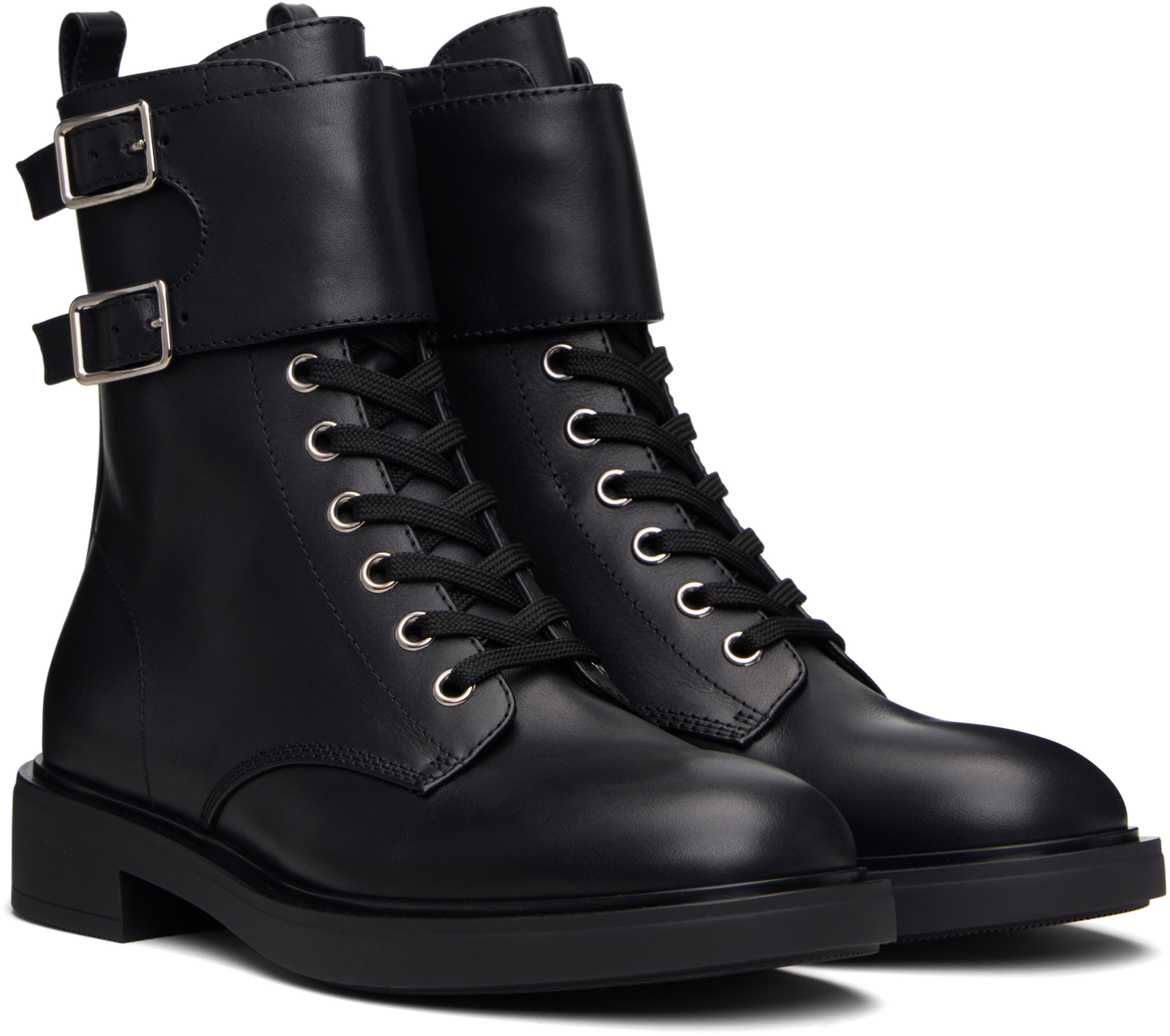 Gianvito Rossi Ripley Leather Combat Boots In Black