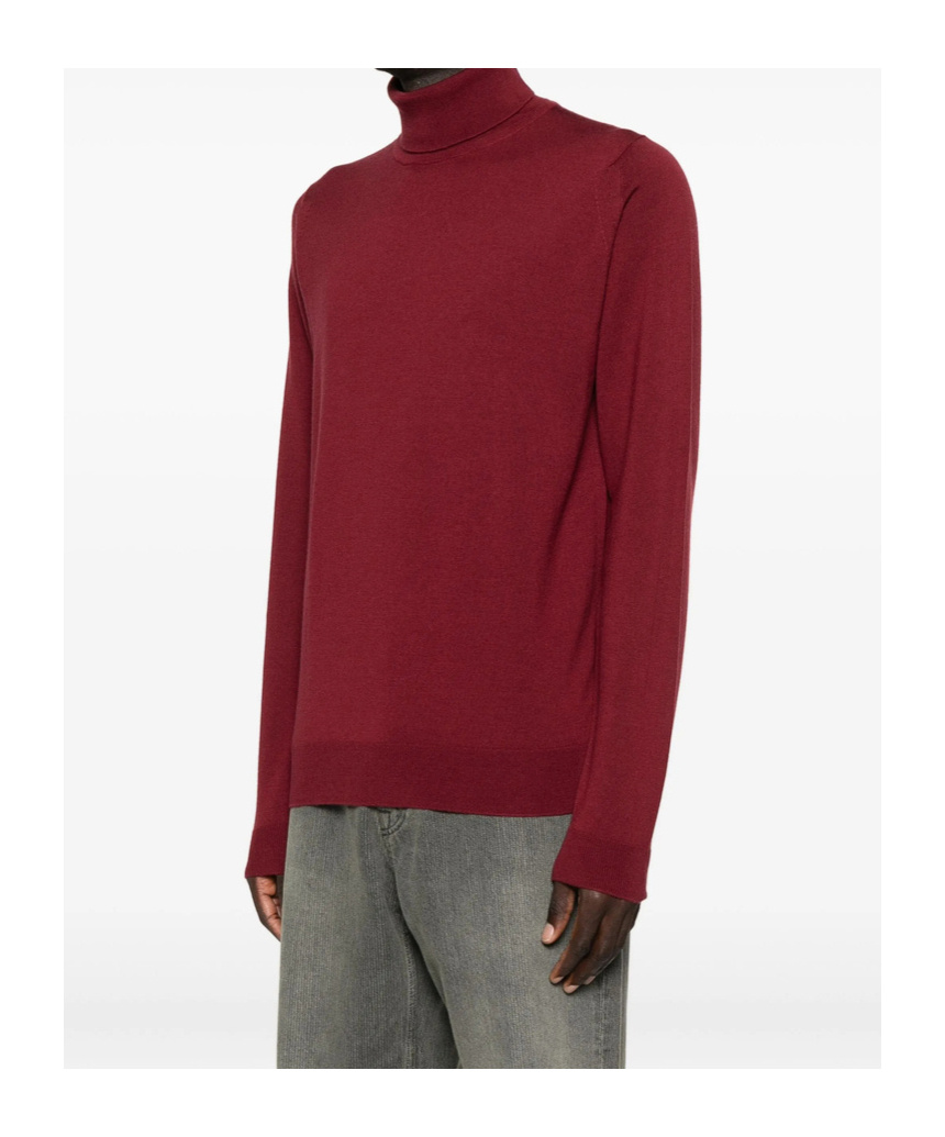 John Smedley Long-sleeved Knitted Pullover In Red